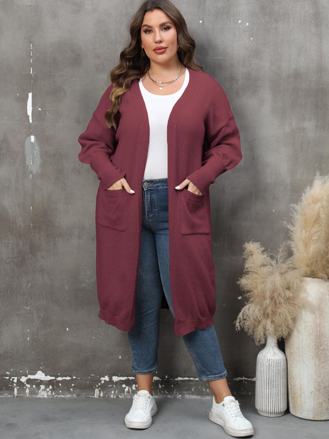 Plus Size Long Sleeve Cardigan