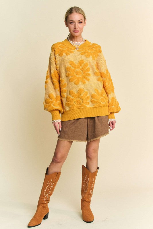 Flower Texture Sweater - Feminine