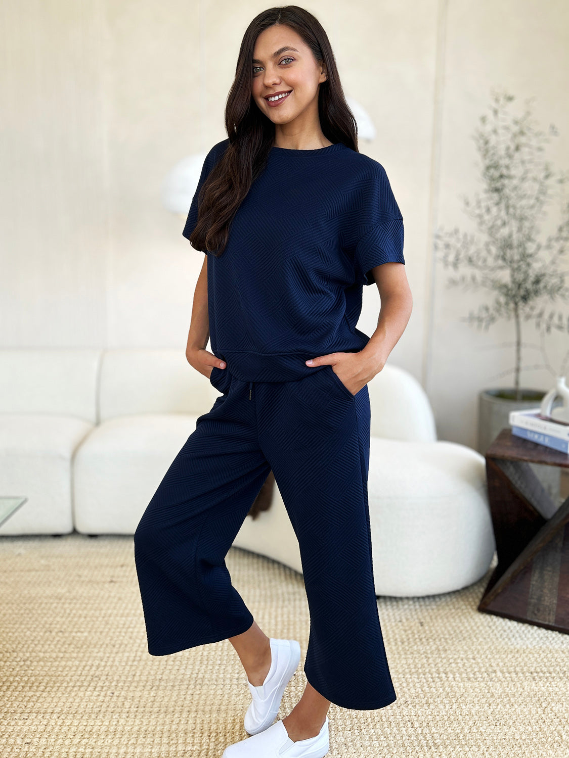 Texture Top & Pants Set - Comfy