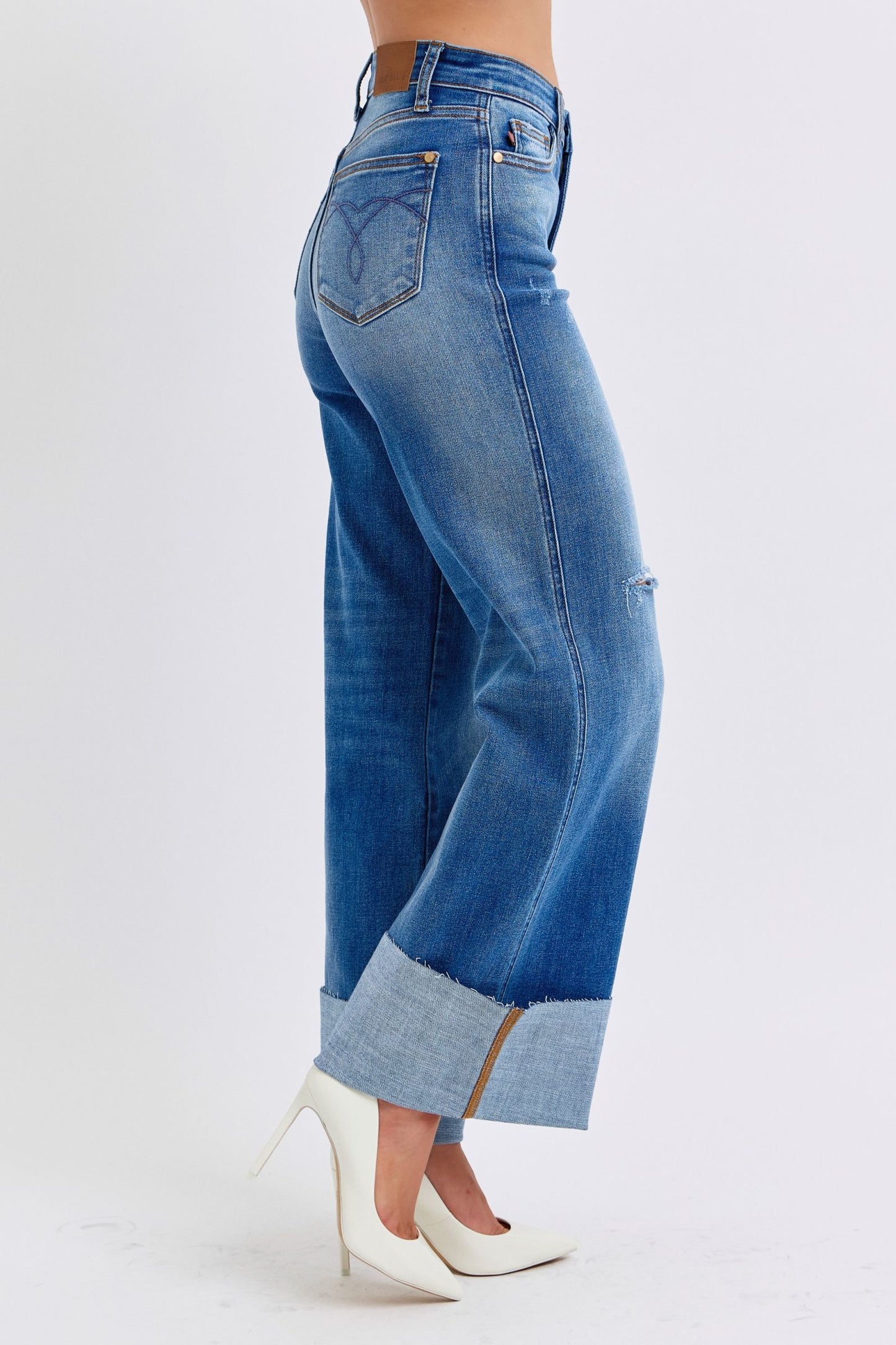 Judy Blue Distressed Wide Leg Jeans