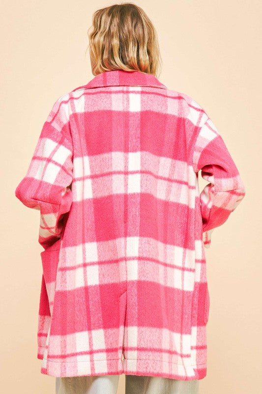 Plaid Drop Shoulder Longline Coat