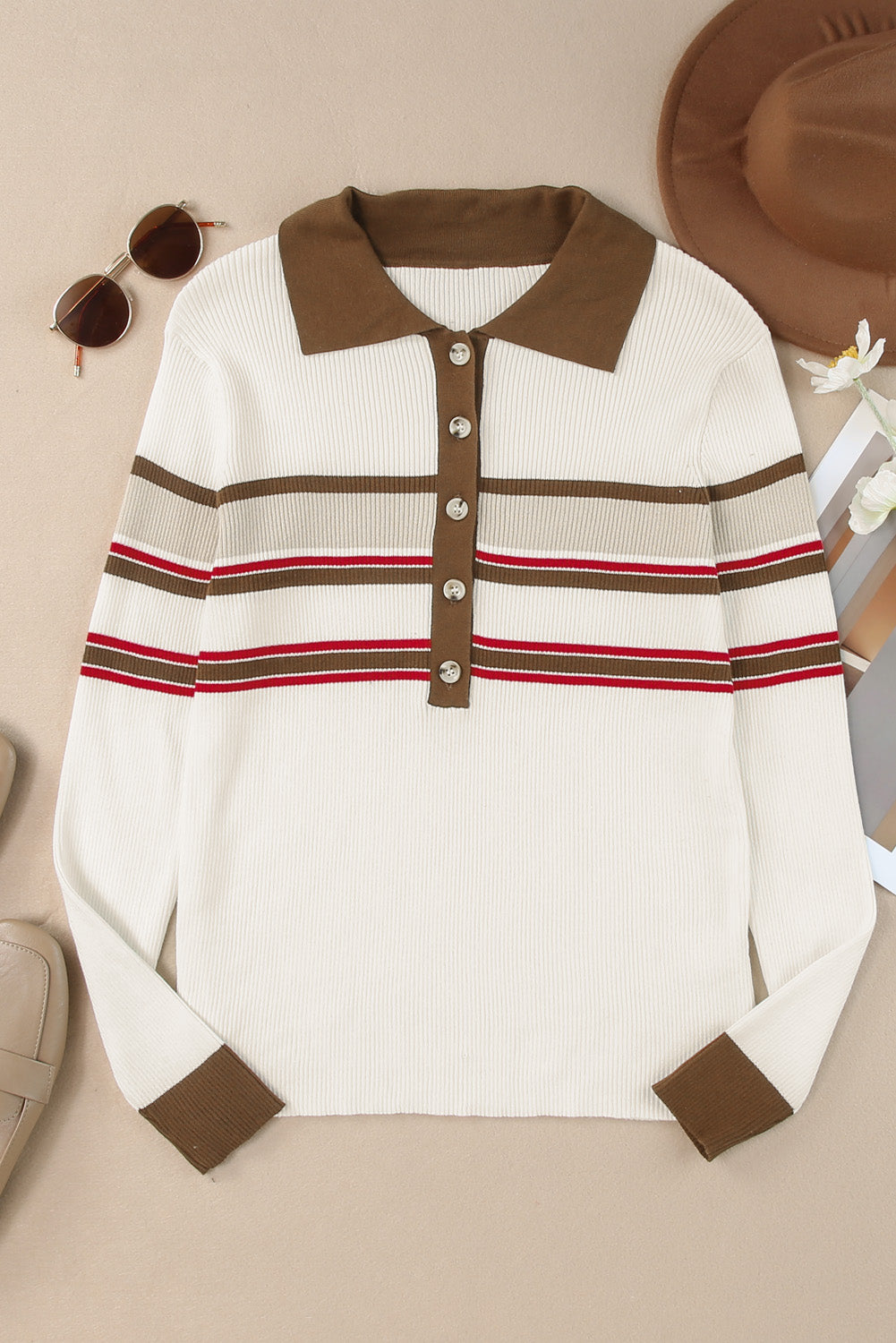 Contrast Stripe Knit Top - Stylish