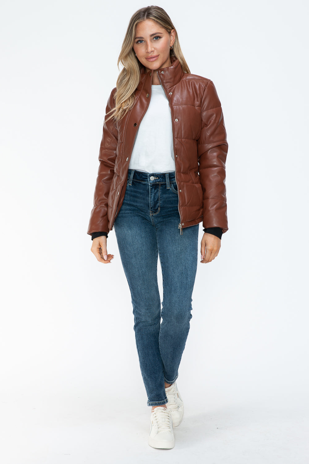 Pocketed Zip Up Turtleneck Puffer