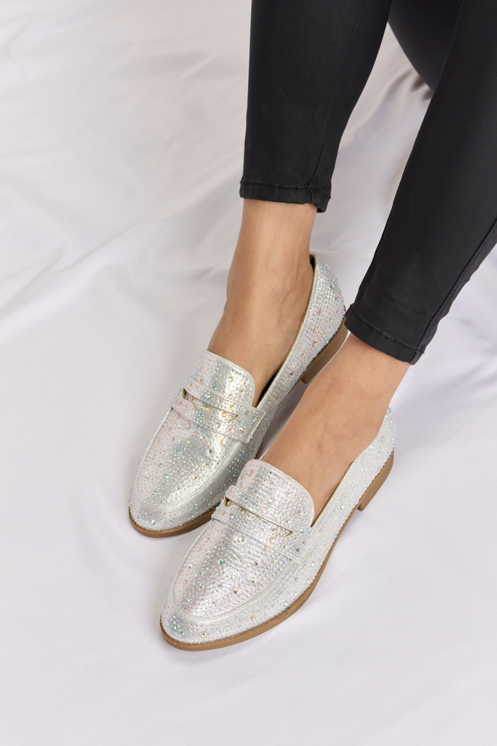 Rhinestone Point Toe Loafers Women