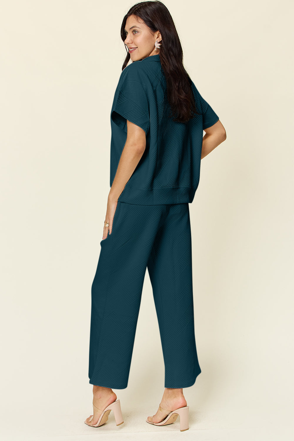 Double Take Half Zip Top & Pants Set