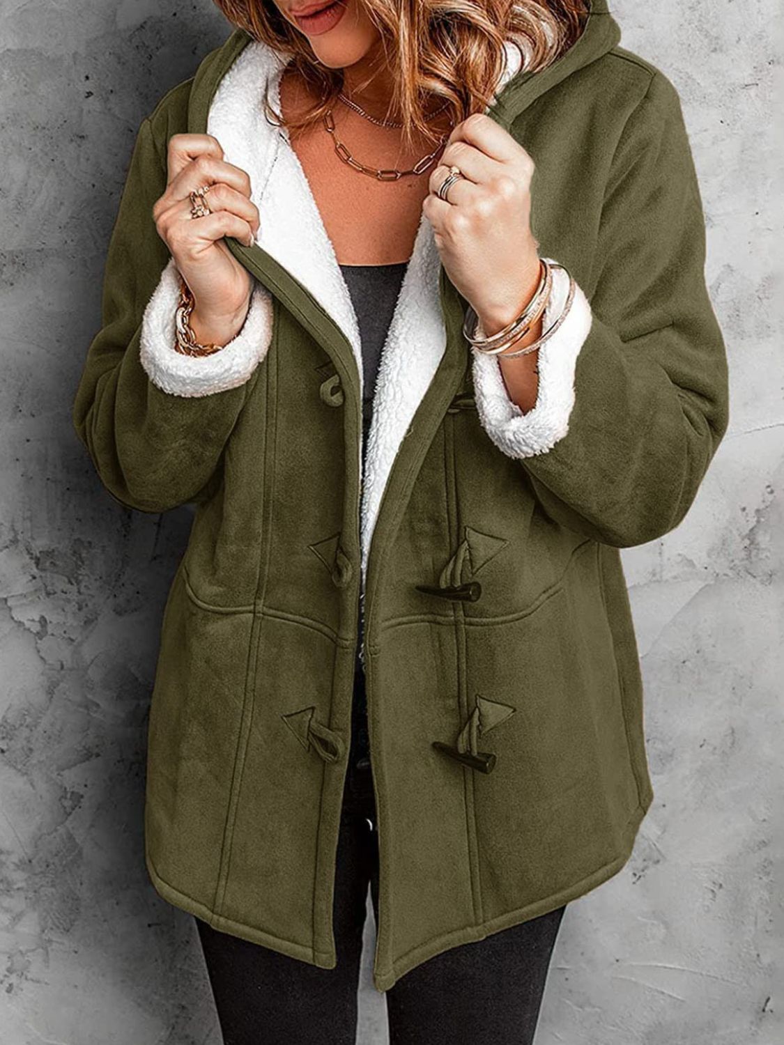Pocketed Hooded Toggle Jacket