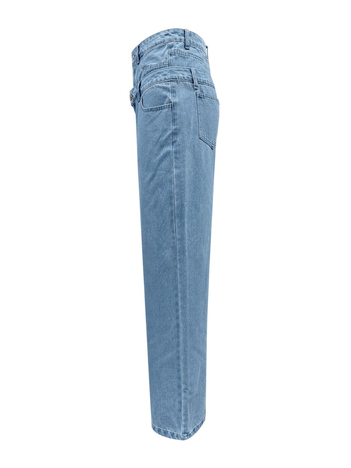 Faux Layered High Waist Jeans Style