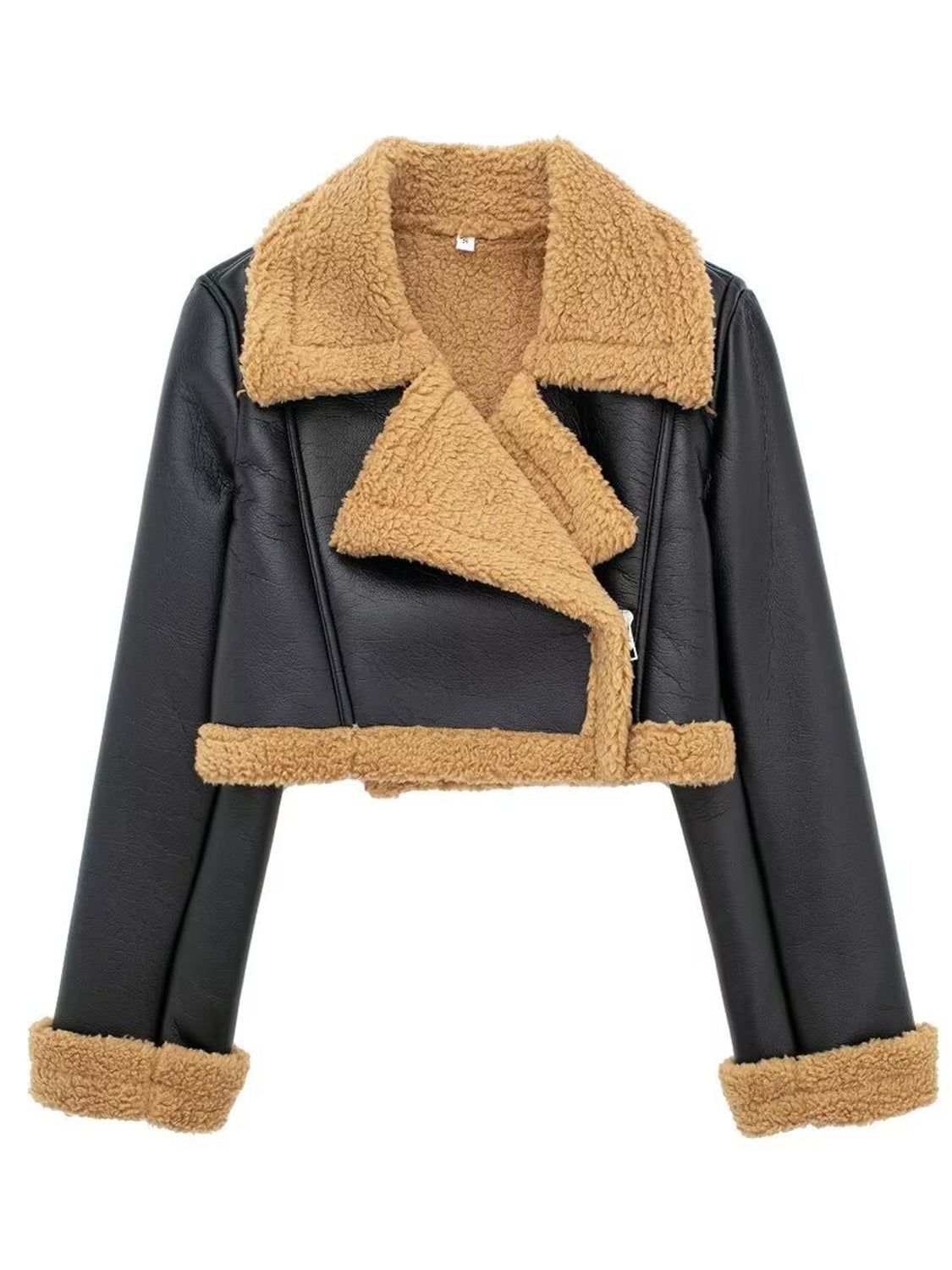 Collared Plush Cropped Jacket