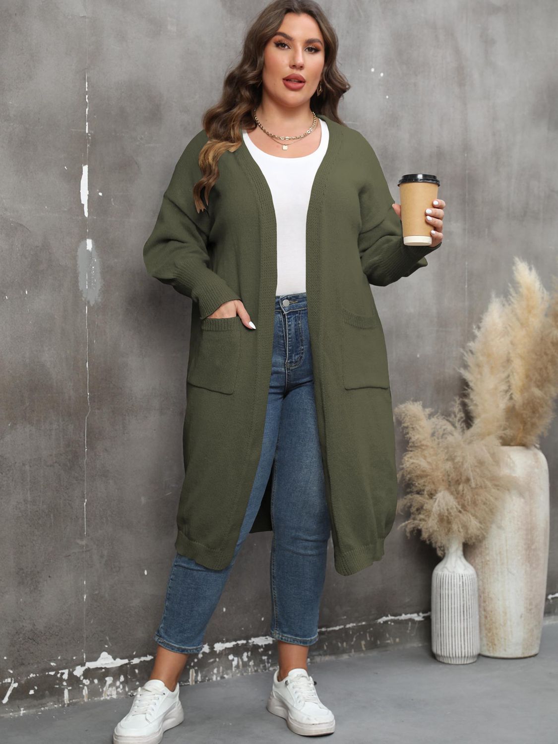 Plus Size Long Sleeve Cardigan