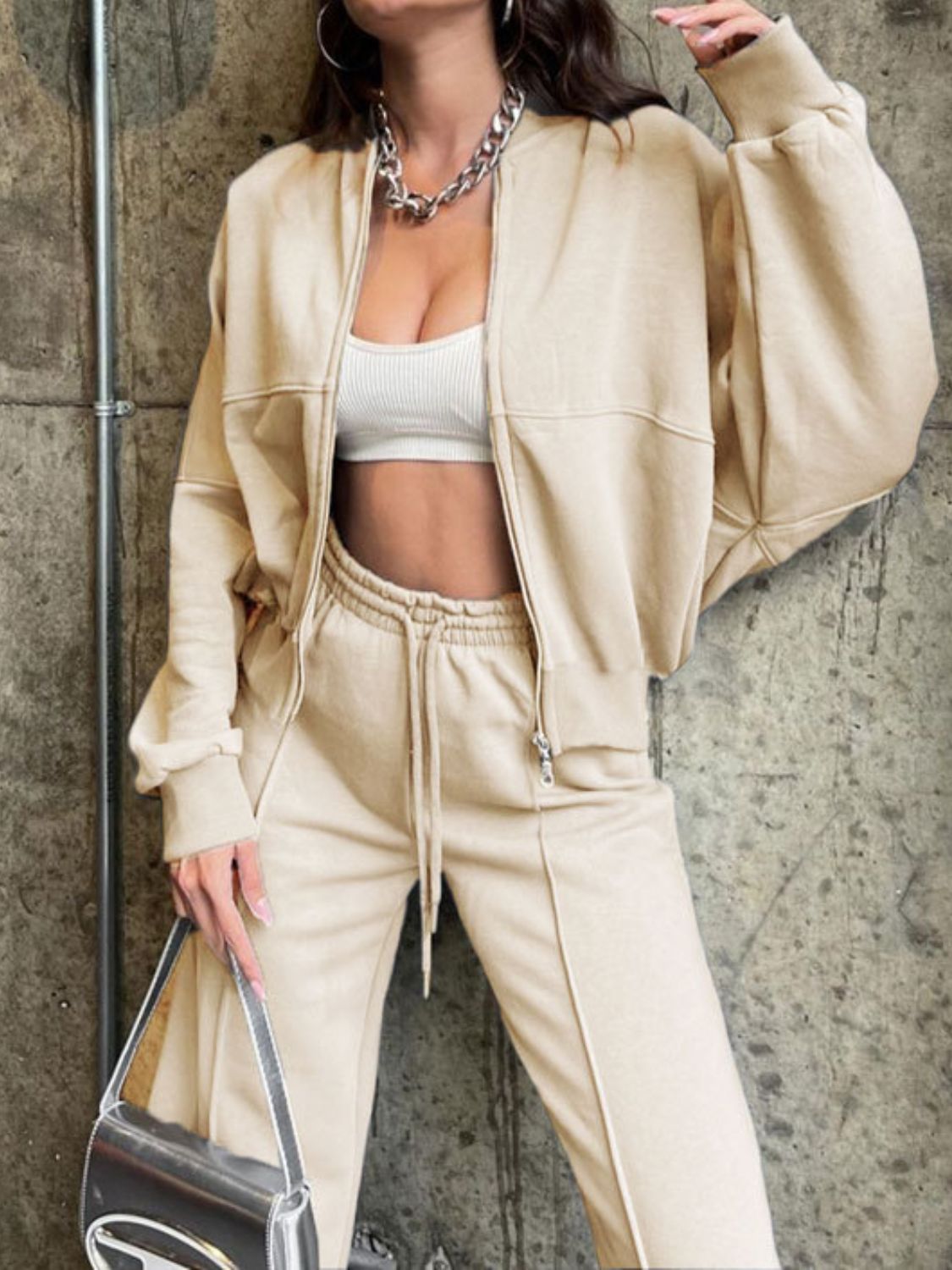 Baseball Collar Zip Up Set - Athletic