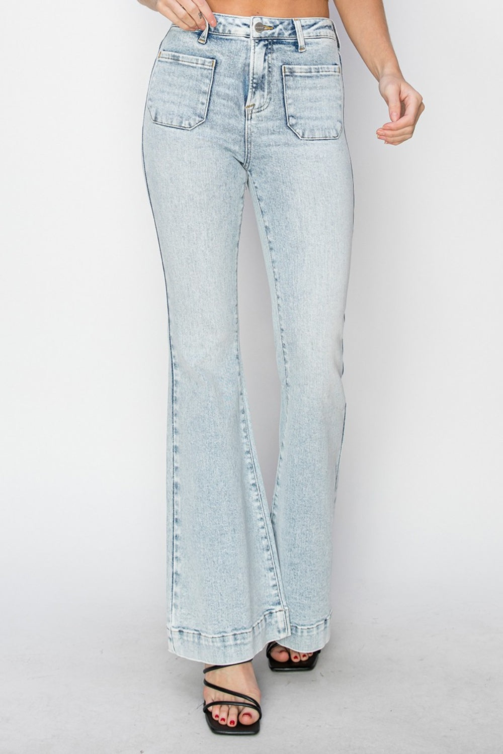 High Rise Patch Pocket Flare Jean