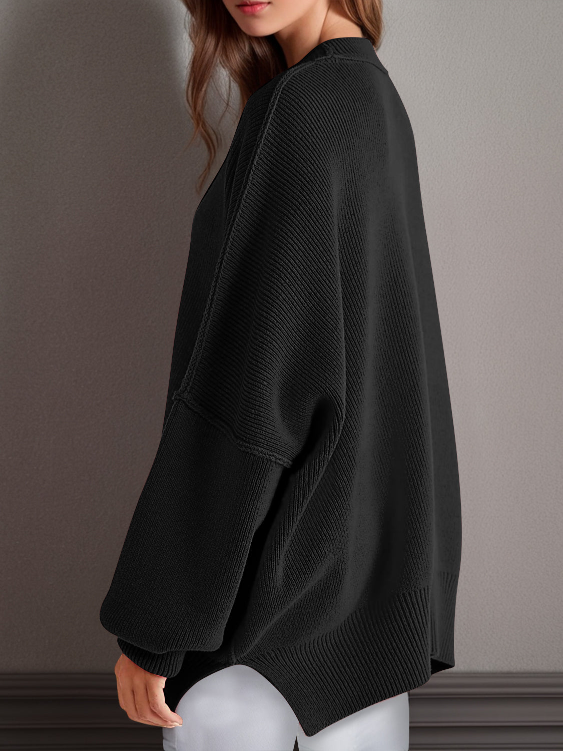 Double Take Side Slit Long Sleeve Top