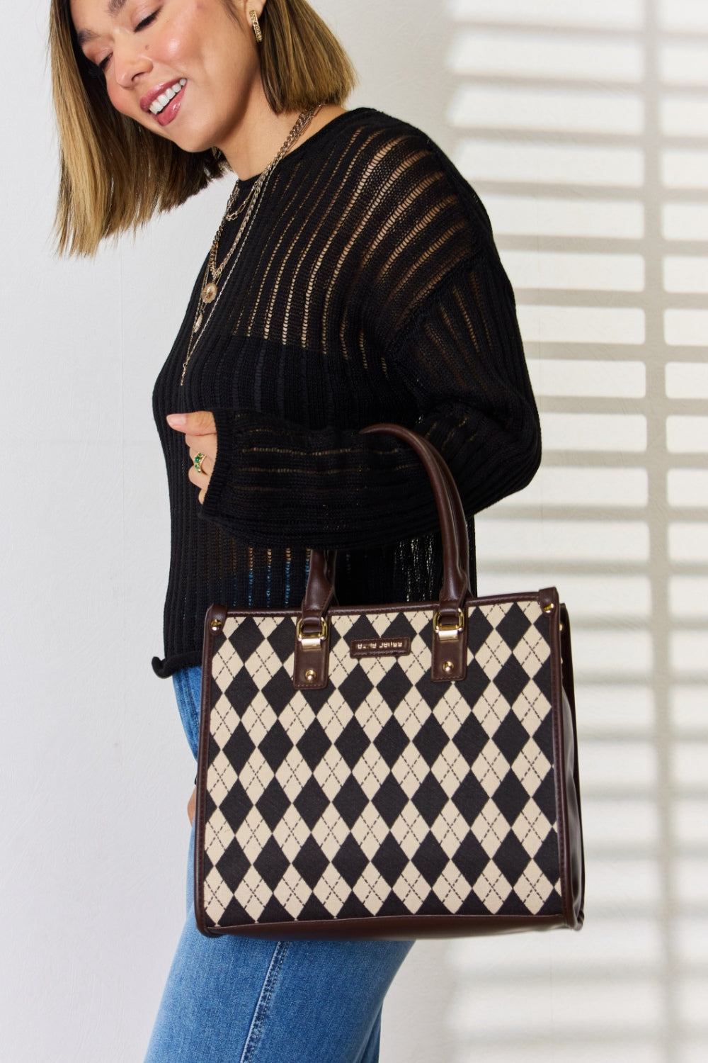 David Jones Argyle PU Leather Handbag