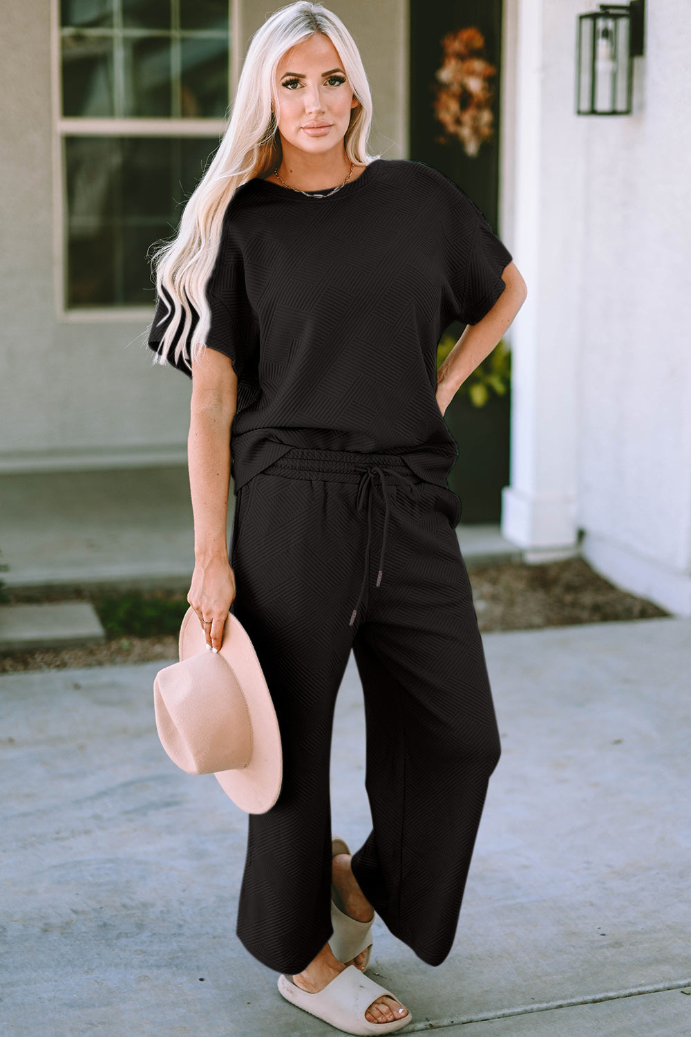 Texture Top & Pants Set - Comfy