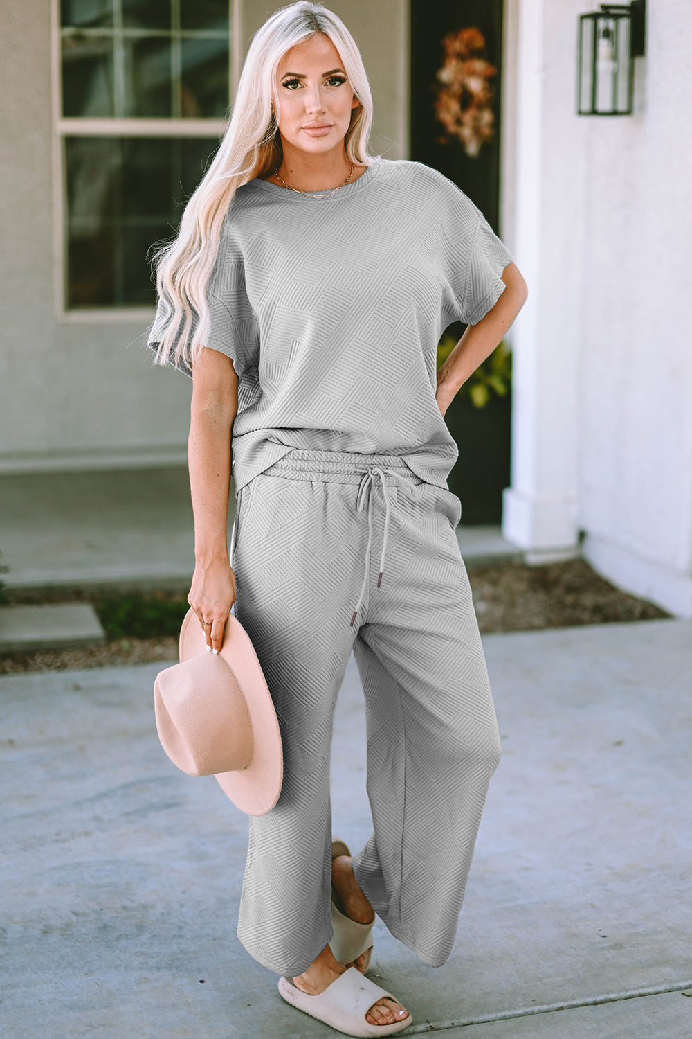 Texture Top & Pants Set - Comfy