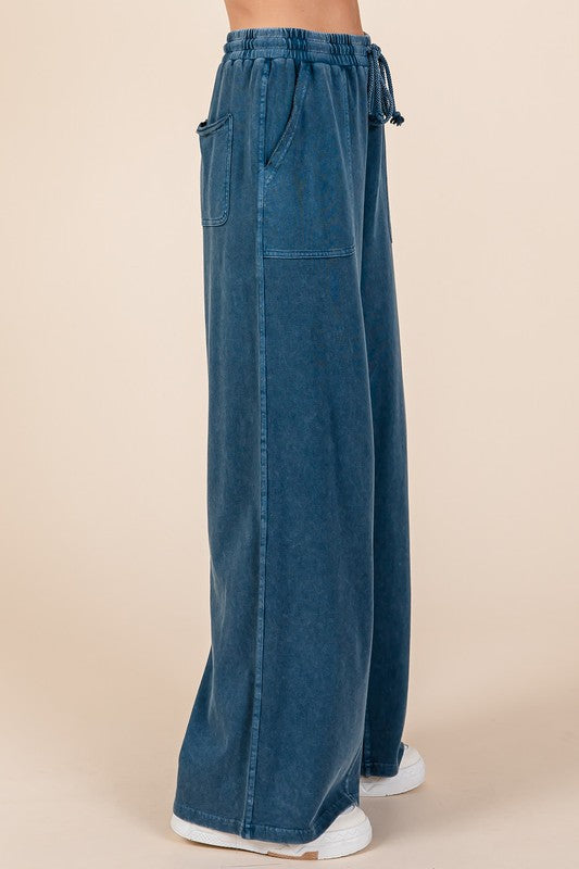 Drawstring Wide Leg Pants - Comfy