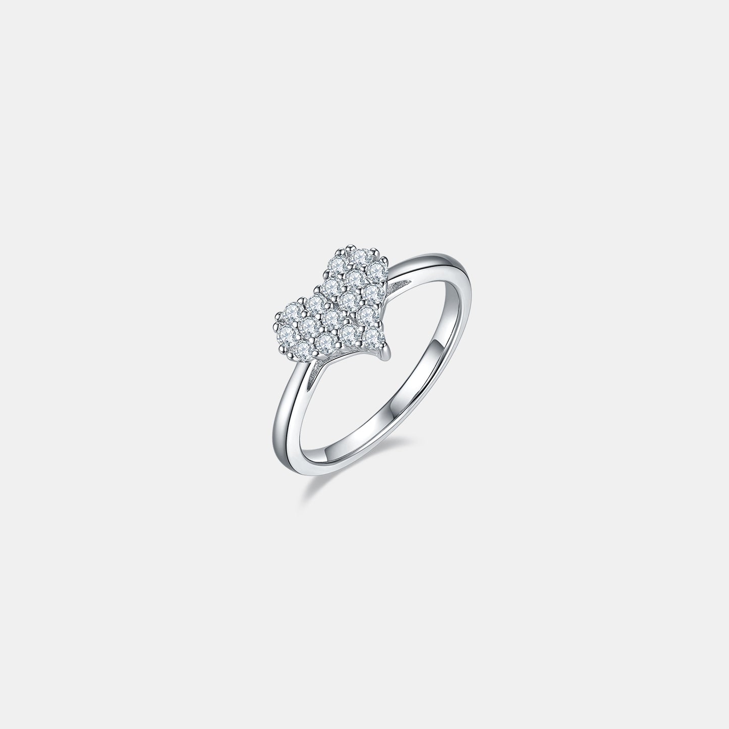 Moissanite Sterling Silver Heart Ring