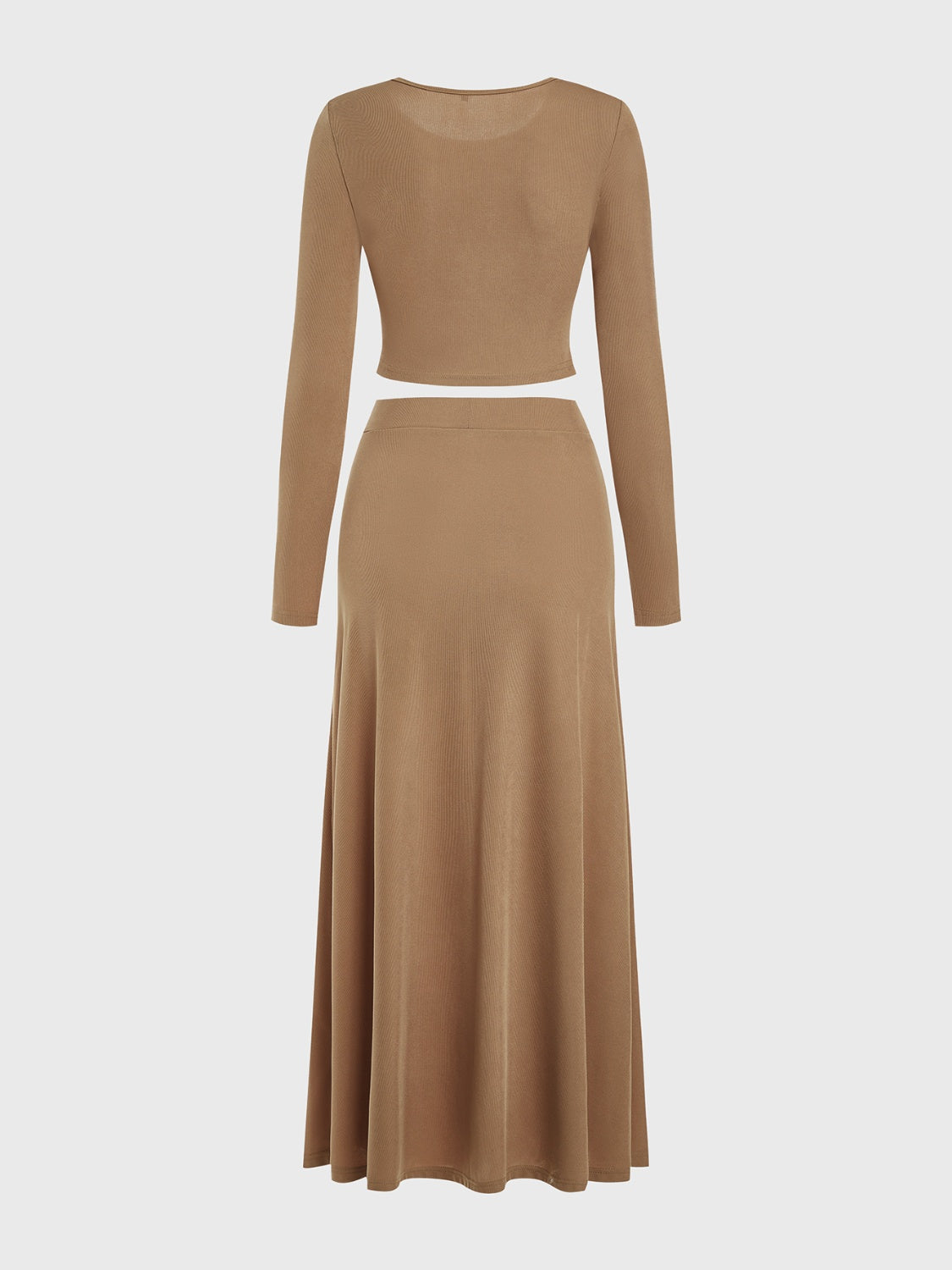 Round Neck Long Sleeve Top Skirt Set