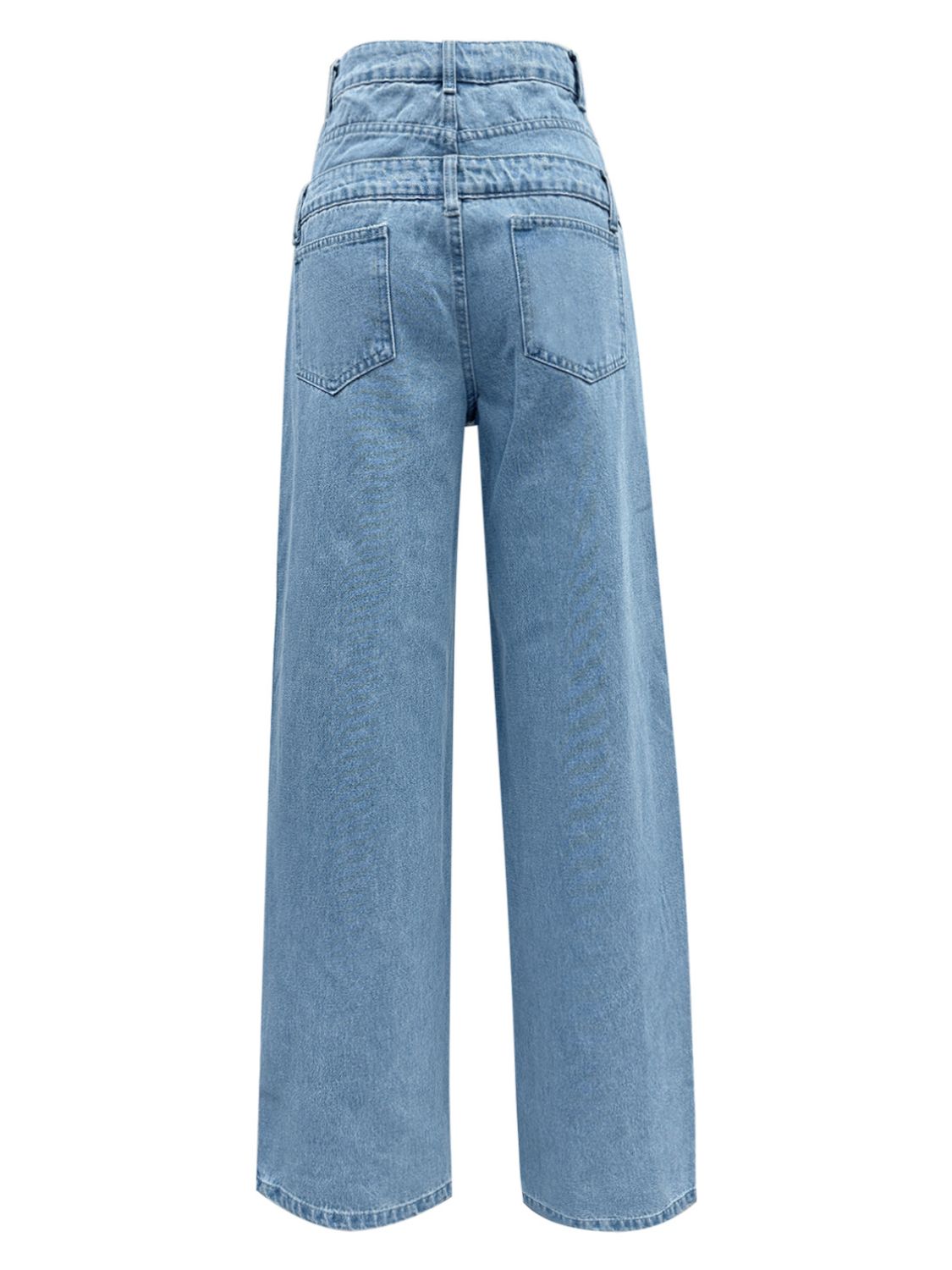 Faux Layered High Waist Jeans Style