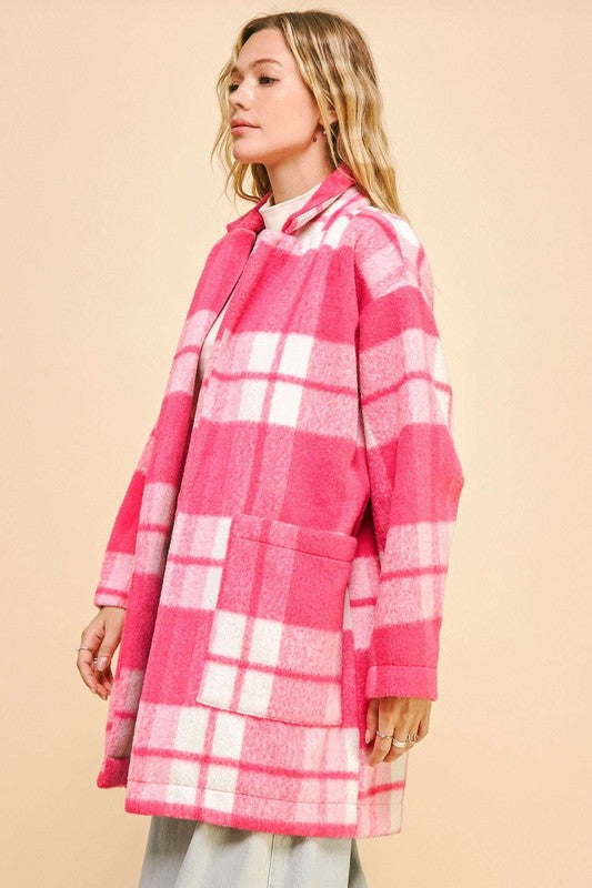 Plaid Drop Shoulder Longline Coat