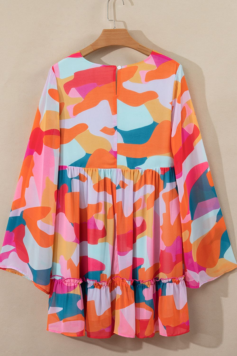 Ruffle Hem Color Block V-Neck Dress