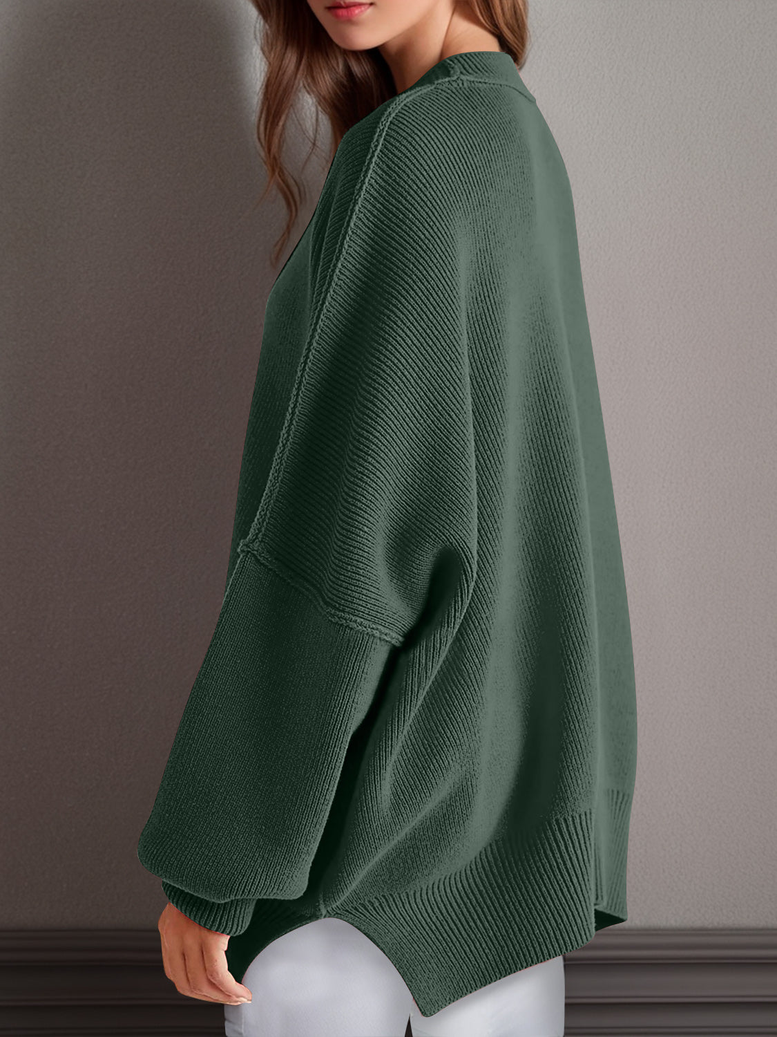 Double Take Side Slit Long Sleeve Top