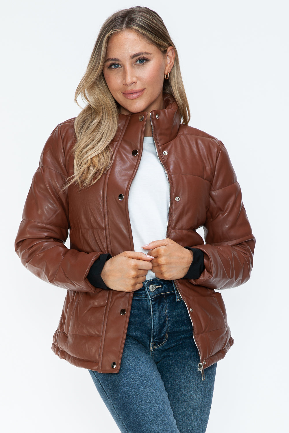Pocketed Zip Up Turtleneck Puffer