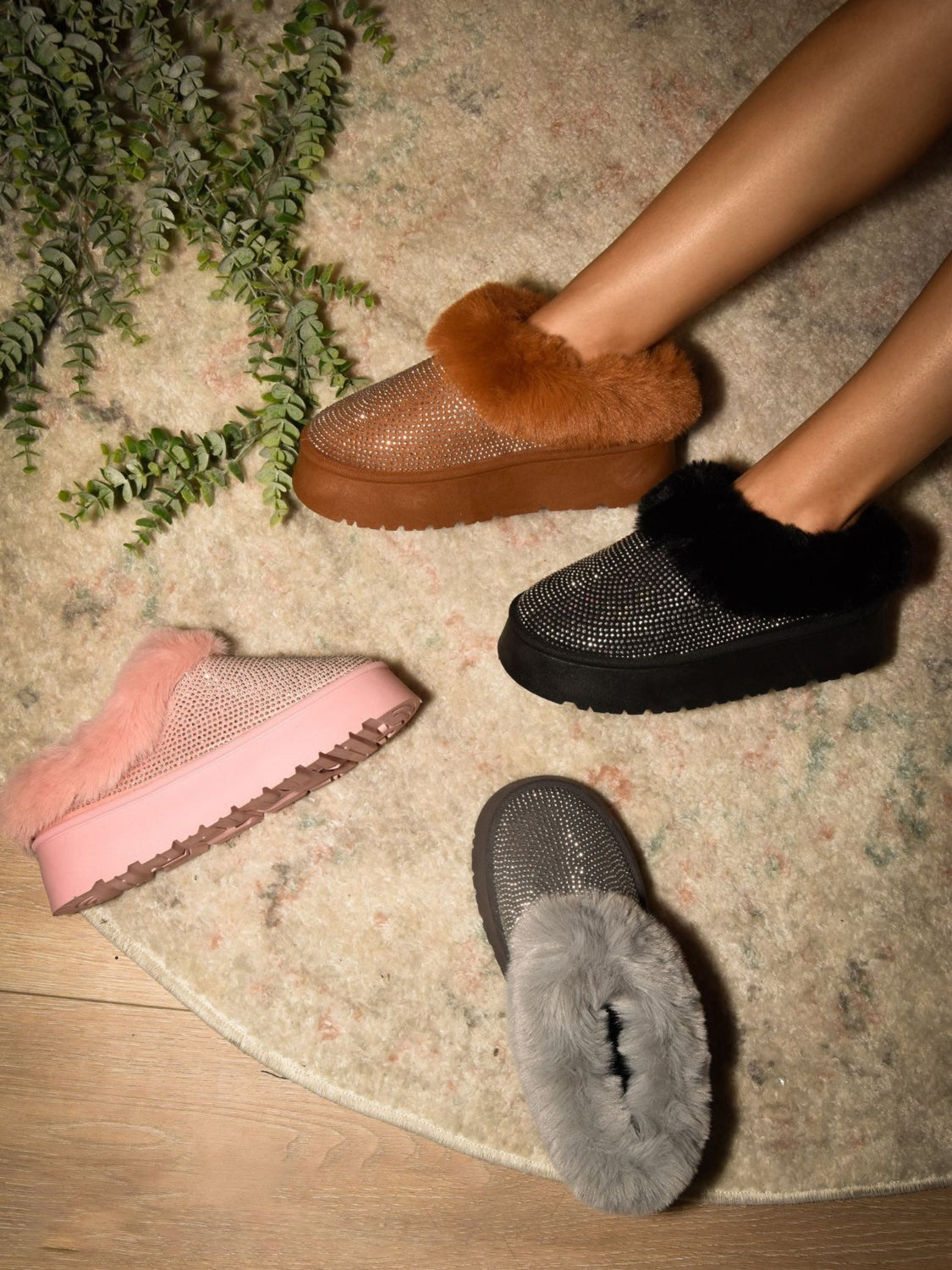 WILD DIVA Faux Fur Platform Booties