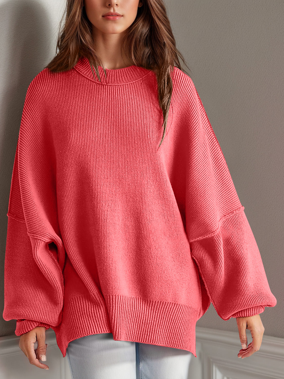 Double Take Side Slit Long Sleeve Top
