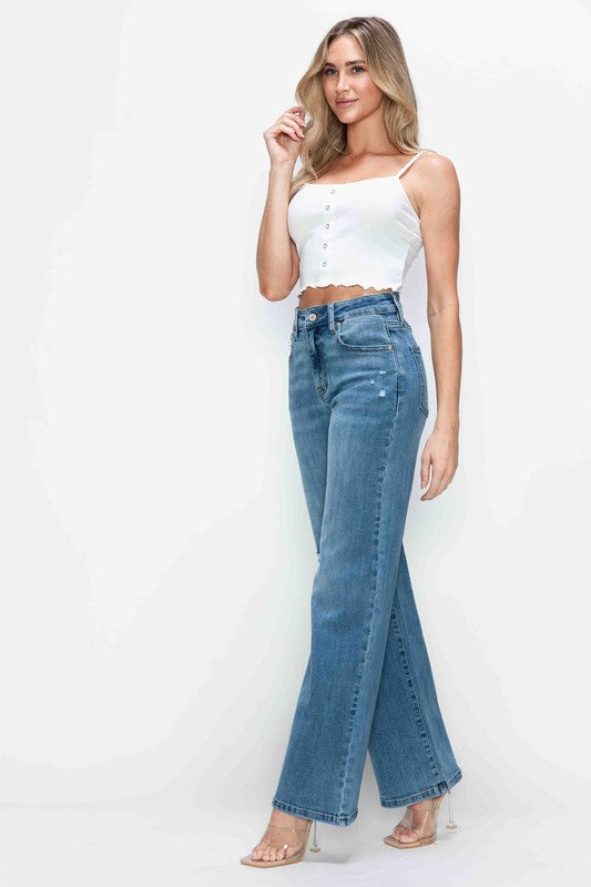 bytos High Rise Wide Leg Jeans Pocket