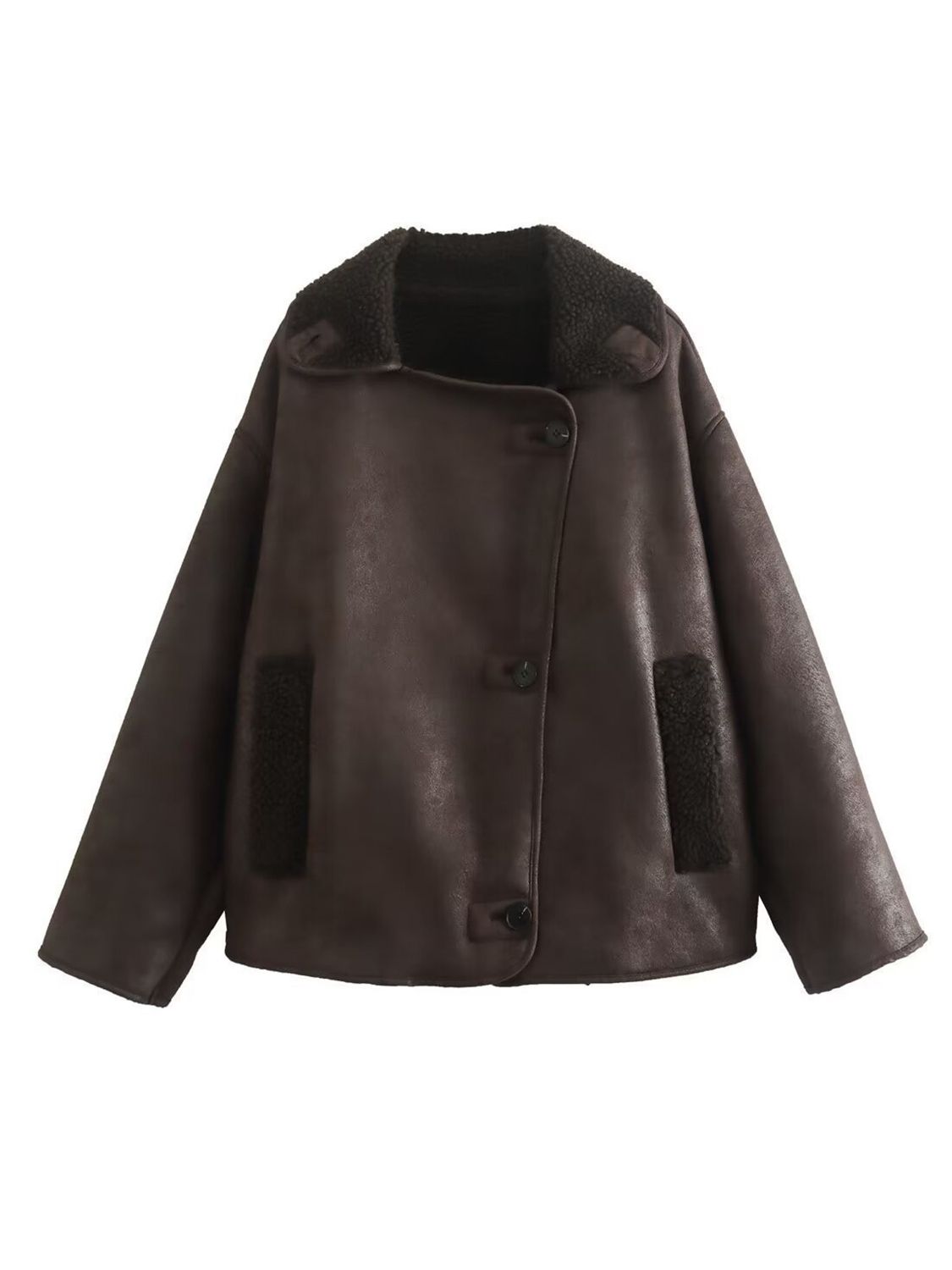Collared Long Sleeve Plush Jacket