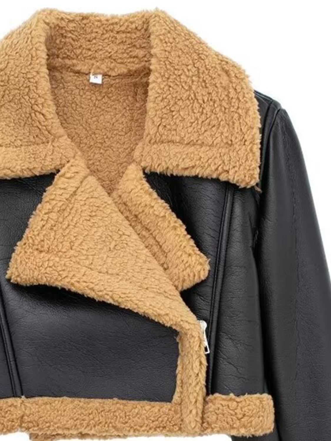 Collared Plush Cropped Jacket