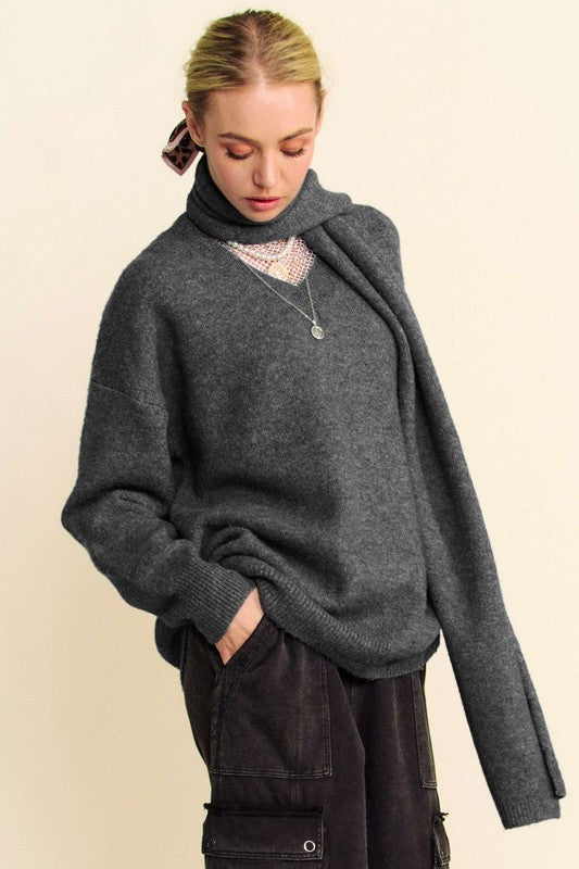 Davi & Dani V-Neck Sweater Scarf Set