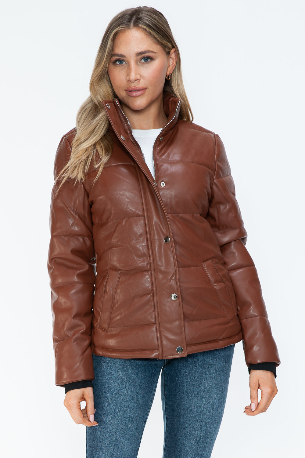 Pocketed Zip Up Turtleneck Puffer
