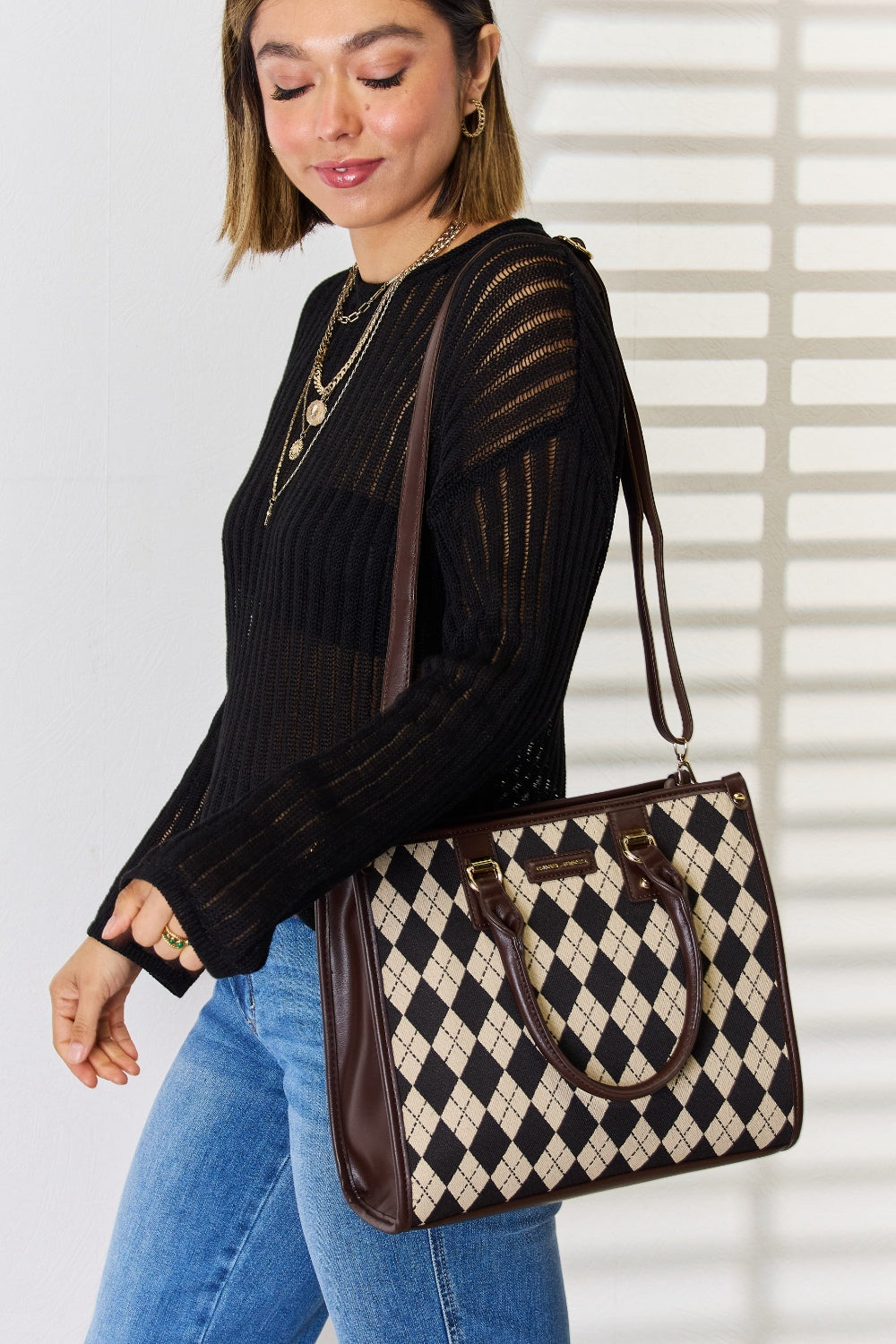 David Jones Argyle PU Leather Handbag