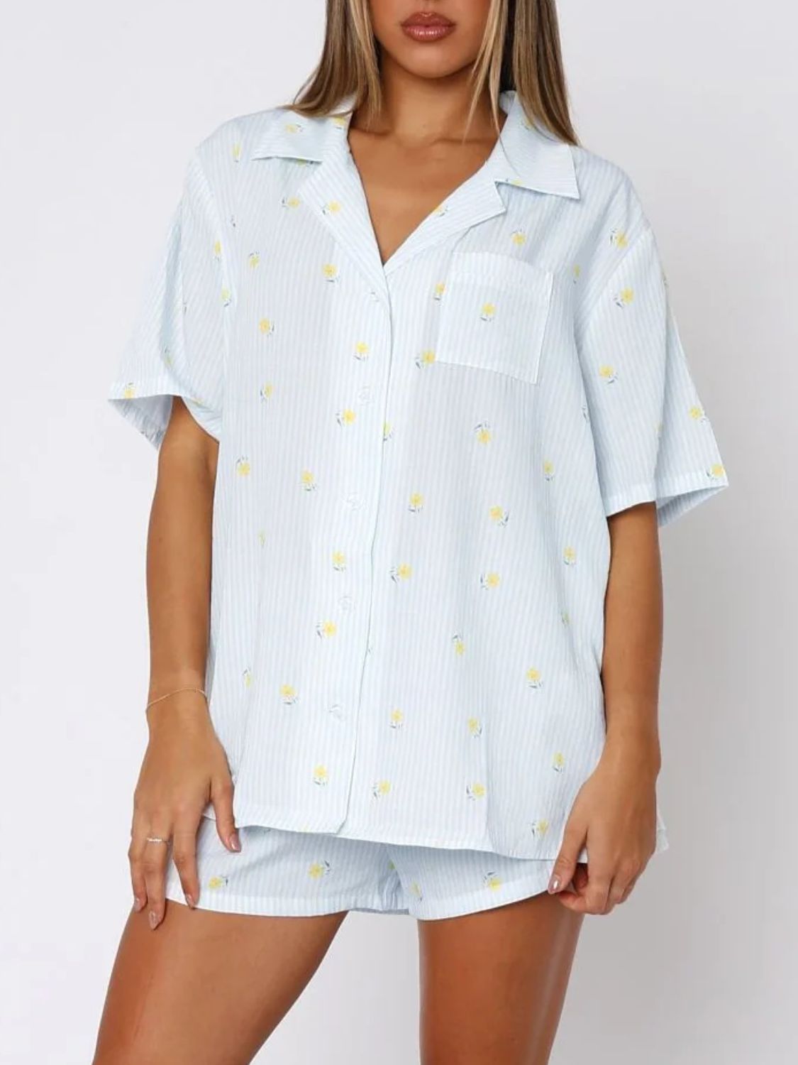 Valentine's Printed Collared Top Shorts