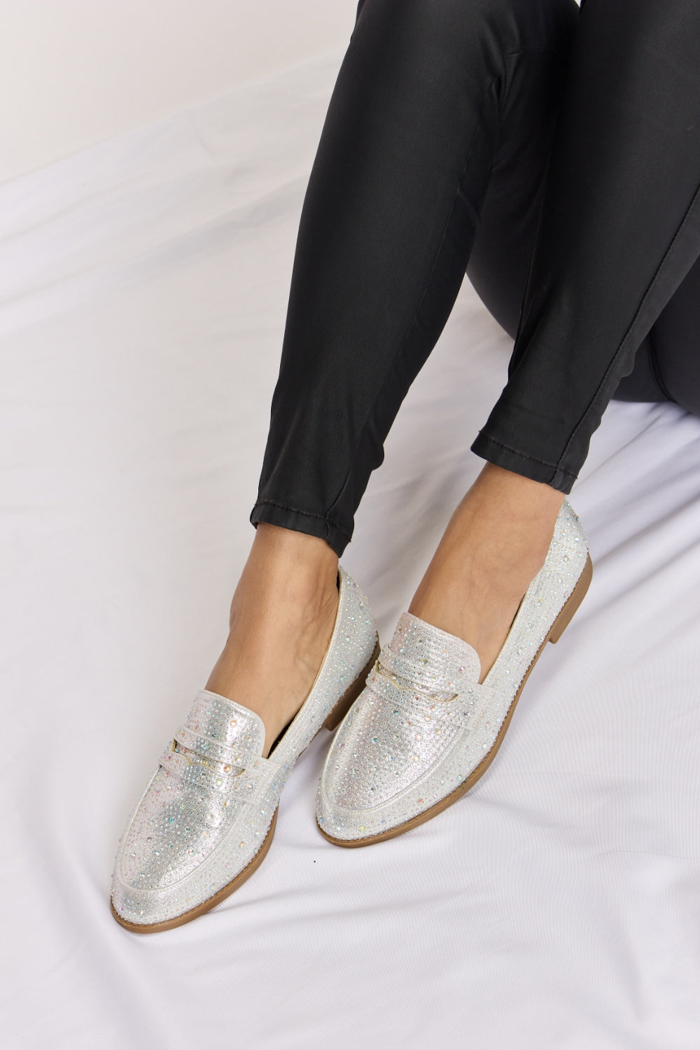Rhinestone Point Toe Loafers Women