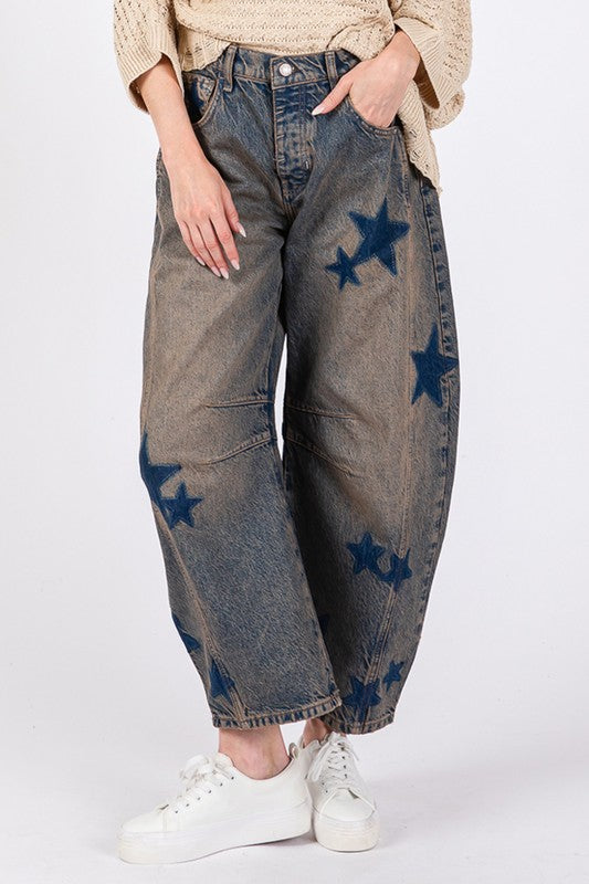 SAGE + FIG Star Wide Leg Jeans Pocket