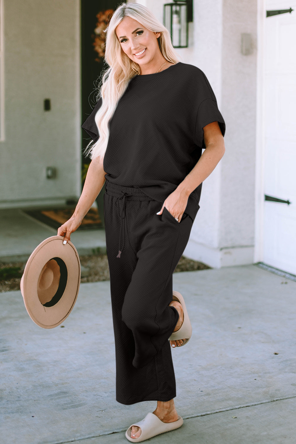 Texture Top & Pants Set - Comfy