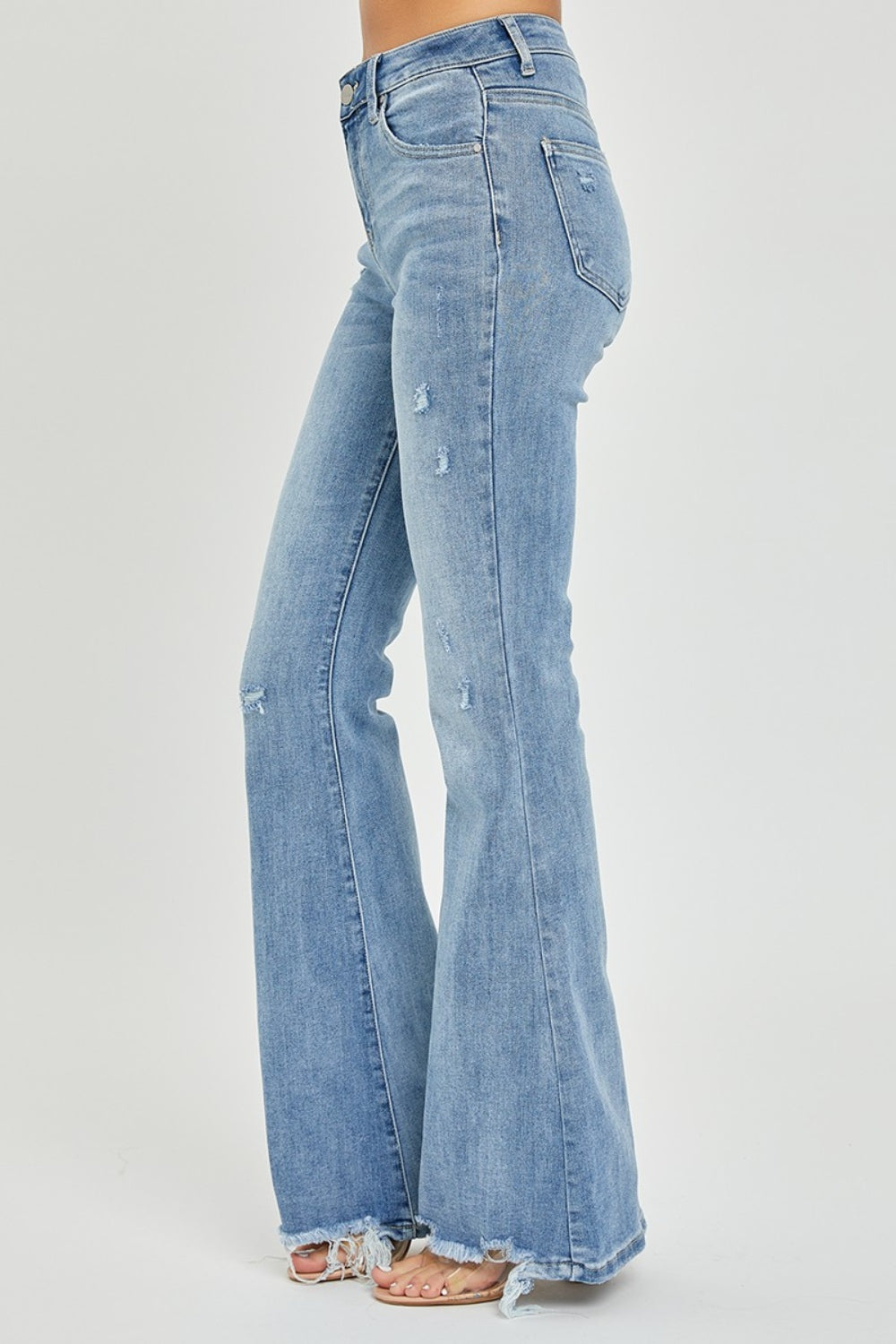 Risen High Rise Frayed Hem Flare Jean