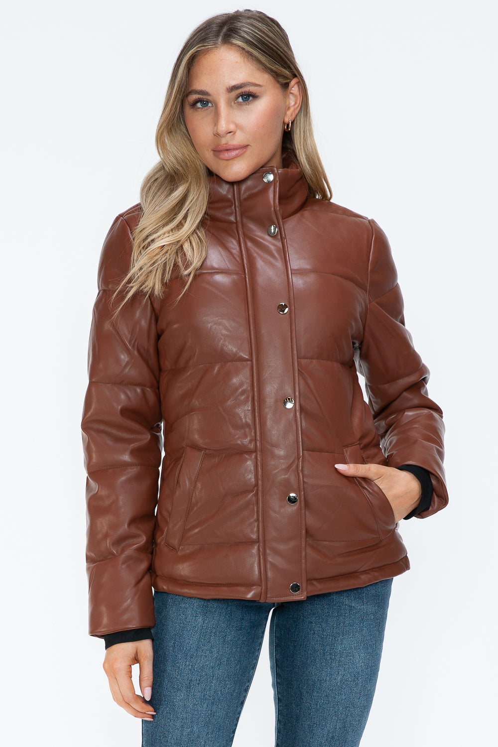 Pocketed Zip Up Turtleneck Puffer