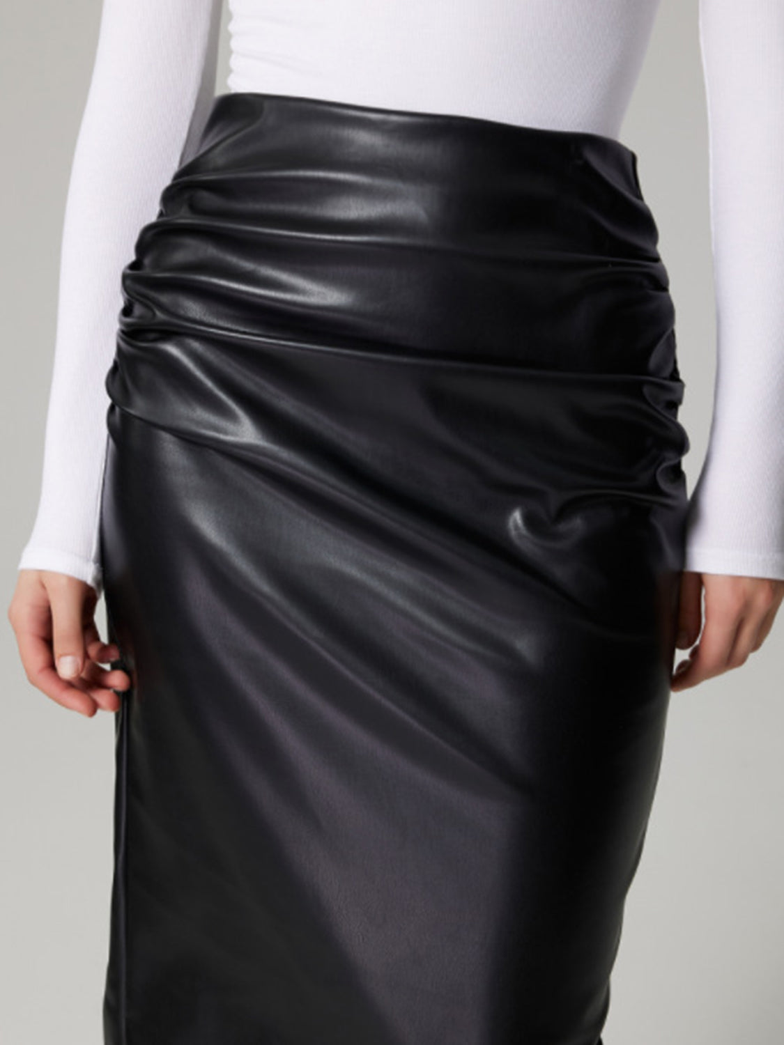 Ruched Midi Skirt - Trendy & Chic