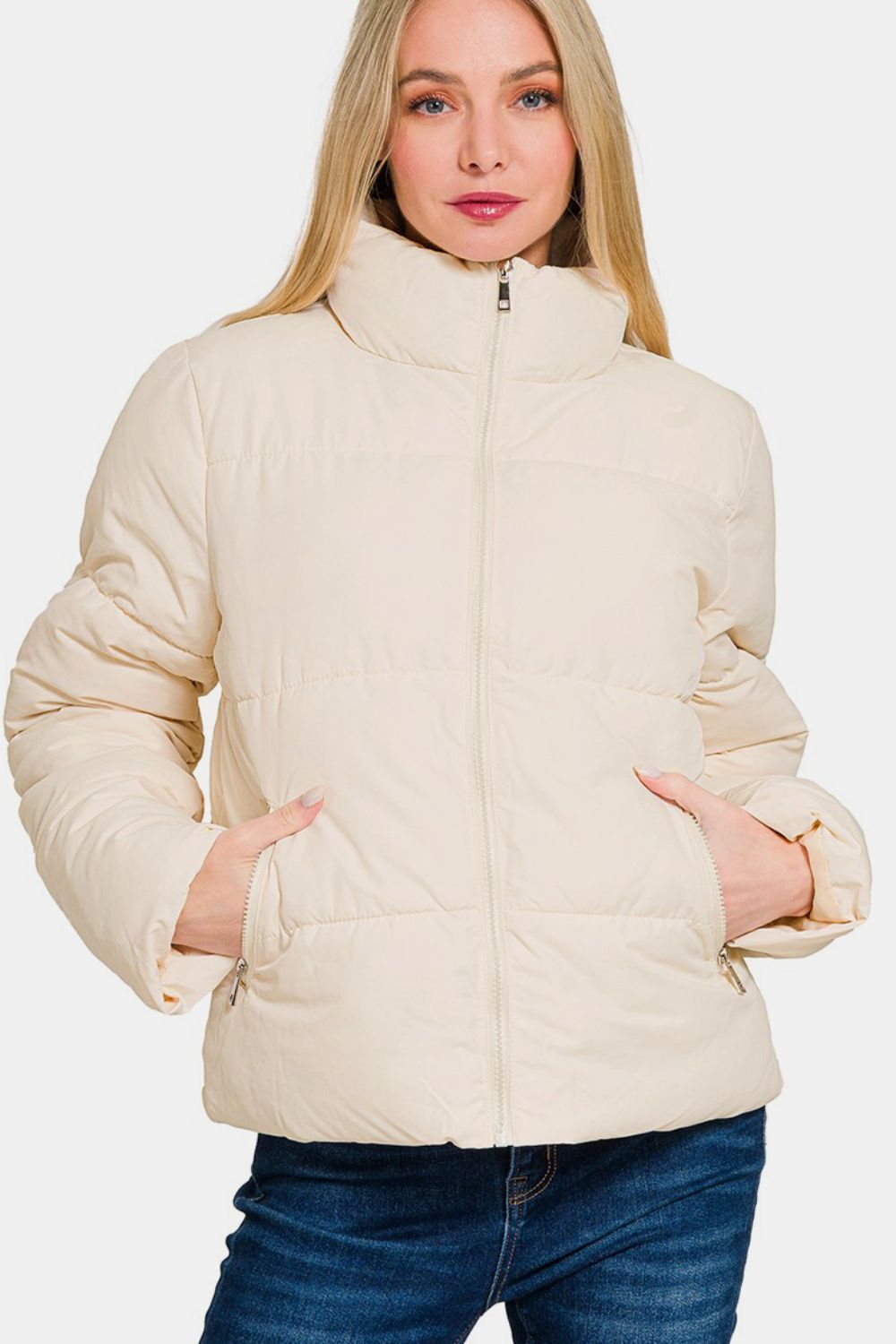 Zenana Turtleneck Puffer w/ Pockets