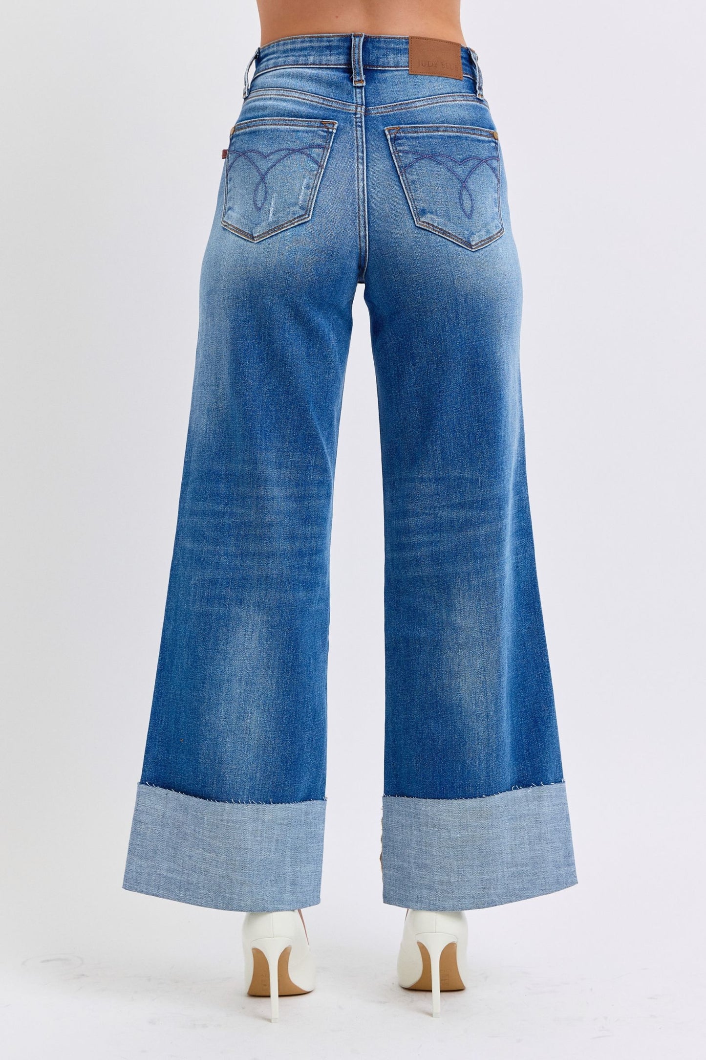 Judy Blue Distressed Wide Leg Jeans