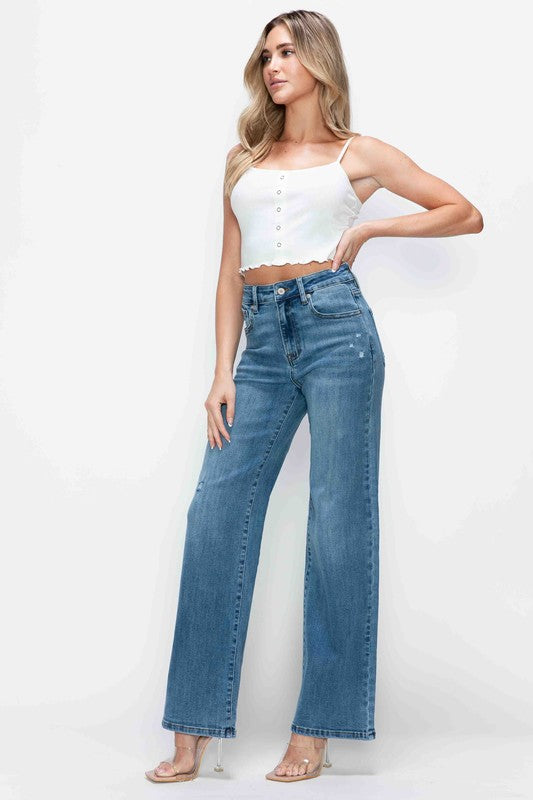 bytos High Rise Wide Leg Jeans Pocket