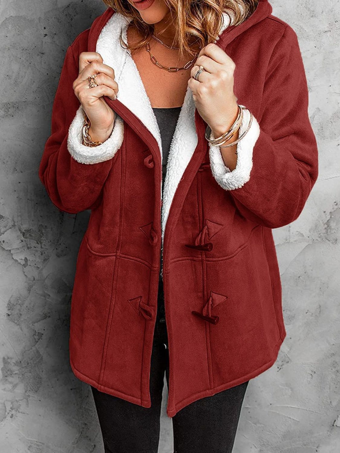 Pocketed Hooded Toggle Jacket