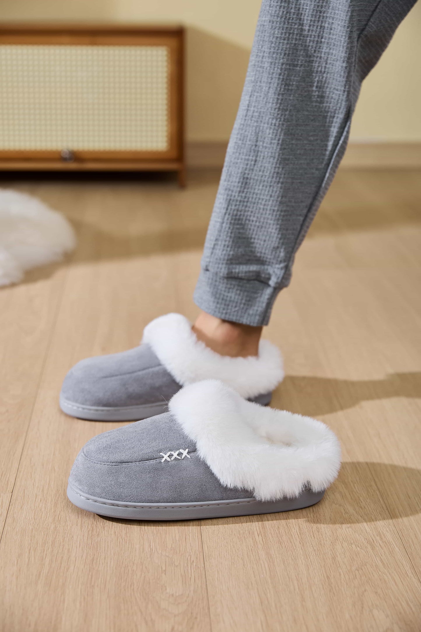 Fluff Trim House Slippers - Cozy