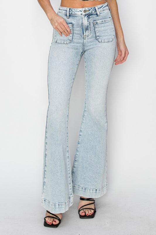 High Rise Patch Pocket Flare Jean