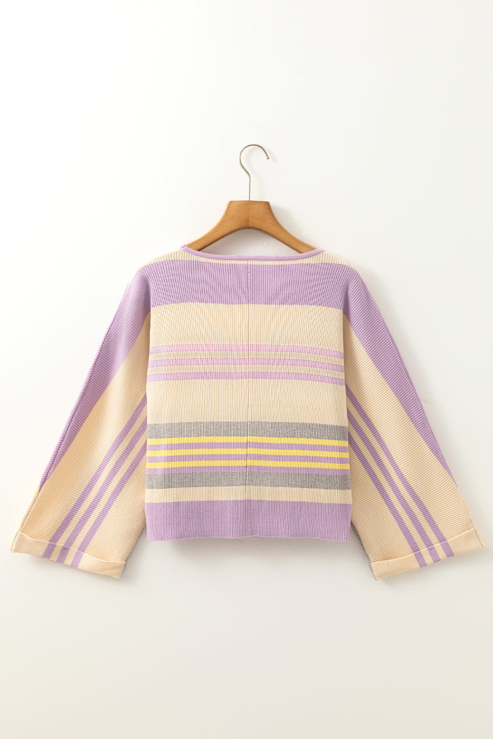 Striped Round Neck 3/4 Sleeve Top