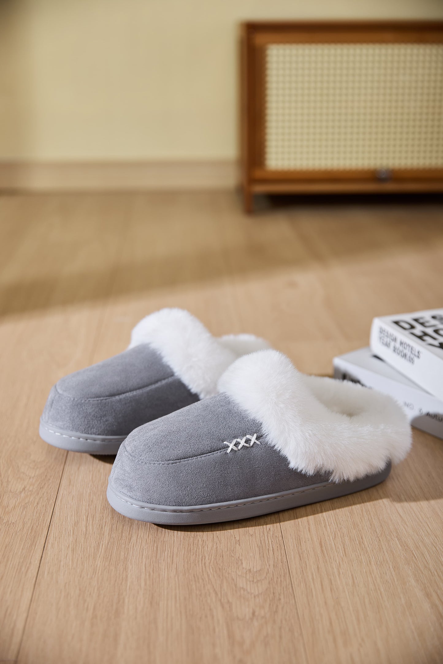 Fluff Trim House Slippers - Cozy
